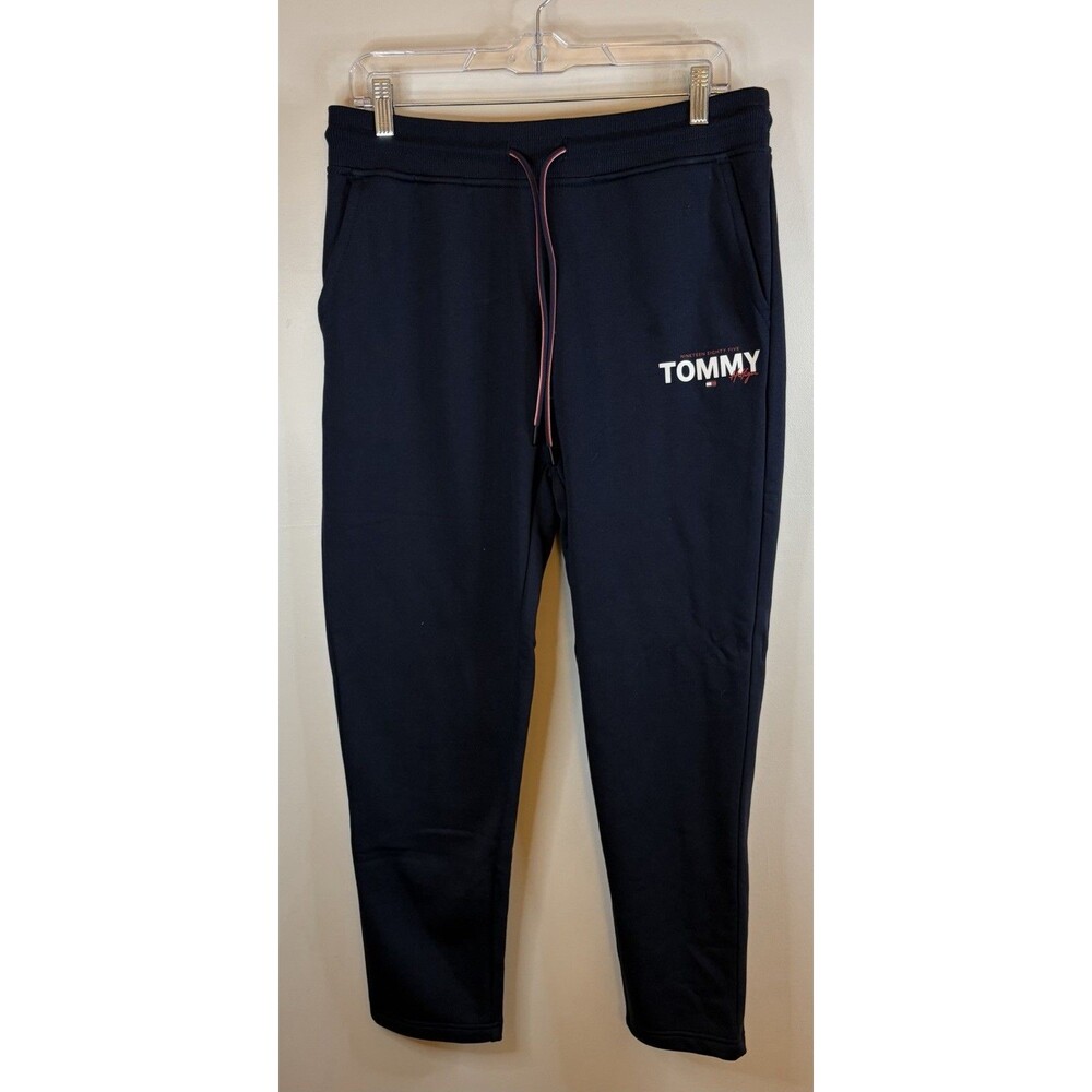 TOMMY HILFIGER Men's Midweight Tapered Leg Sweatpants Medium Navy Blue Athletic